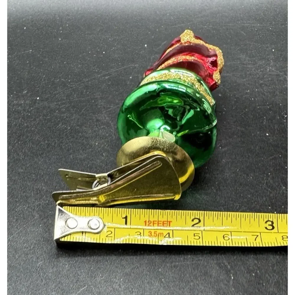 Vtg Hand Blown Glass Clip-on Candle Christmas Ornament Czech -S1J